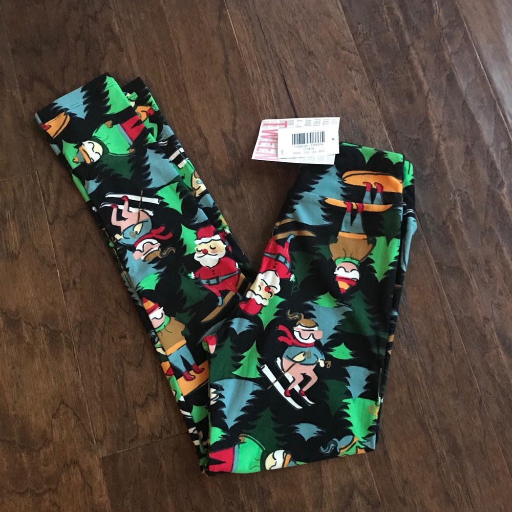 LuLaRoe Skiing Santa and Friends Leggings